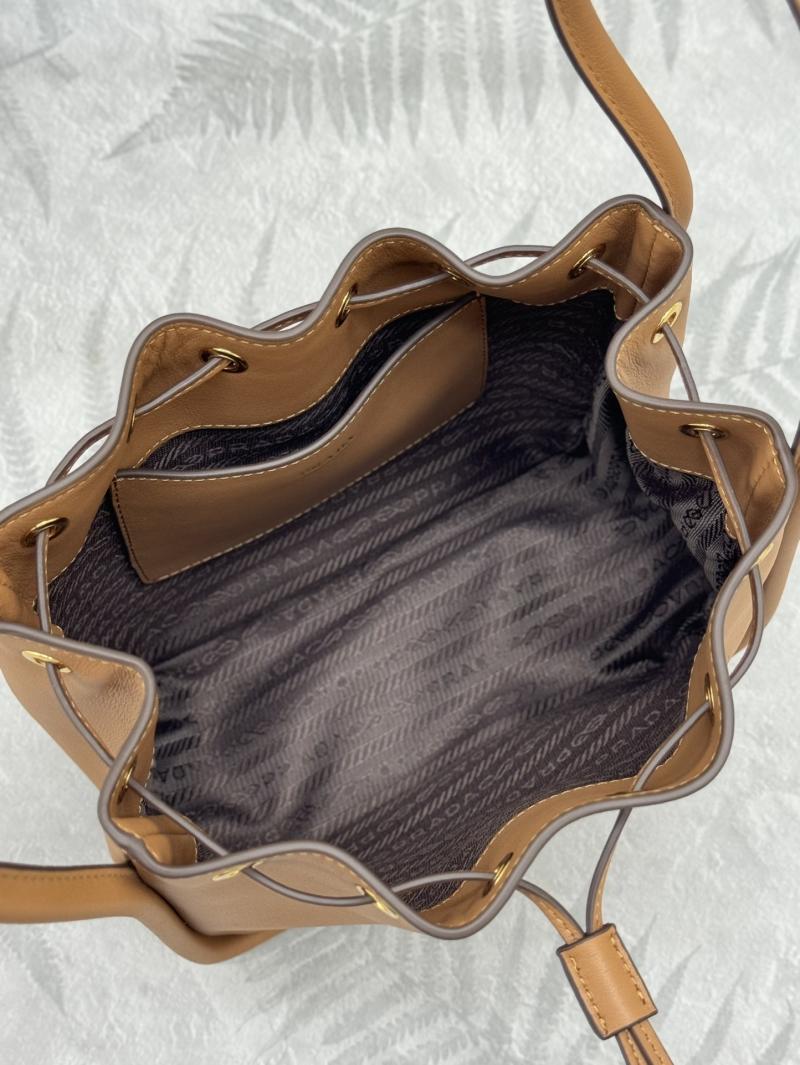 Prada Leather Bucket Bag Camel 1BE087