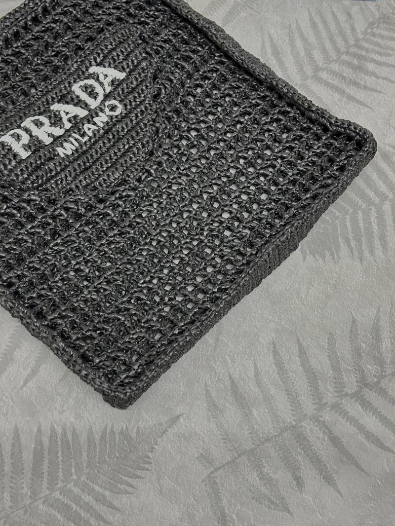 Prada Raffia Crochet tote bag Black 1BG393