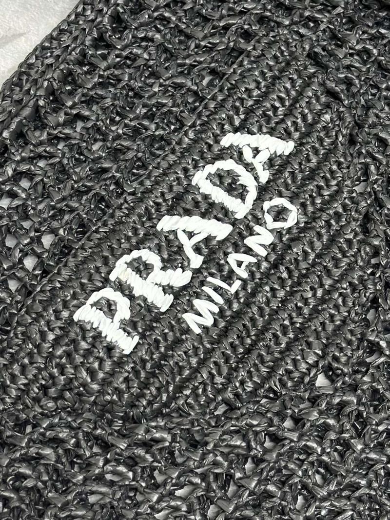 Prada Raffia Crochet tote bag Black 1BG393