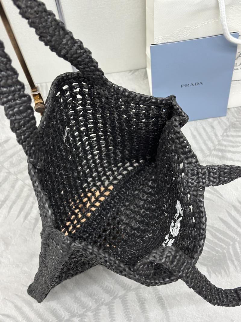 Prada Raffia Crochet tote bag Black 1BG393