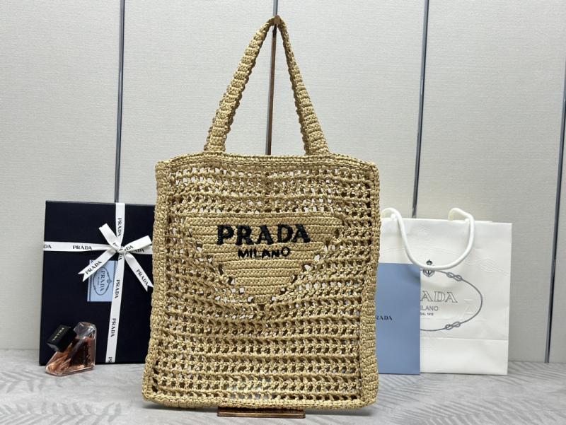 Prada Raffia Crochet tote bag Natural 1BG393