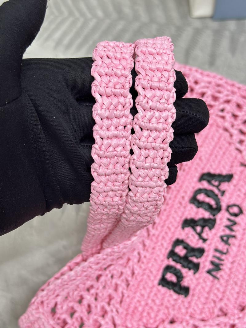 Prada Raffia Crochet tote bag Pink1BG393
