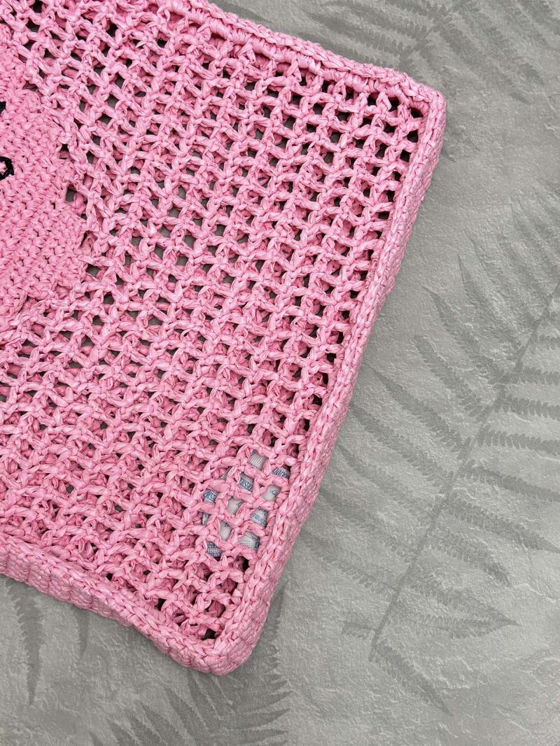 Prada Raffia Crochet tote bag Pink1BG393