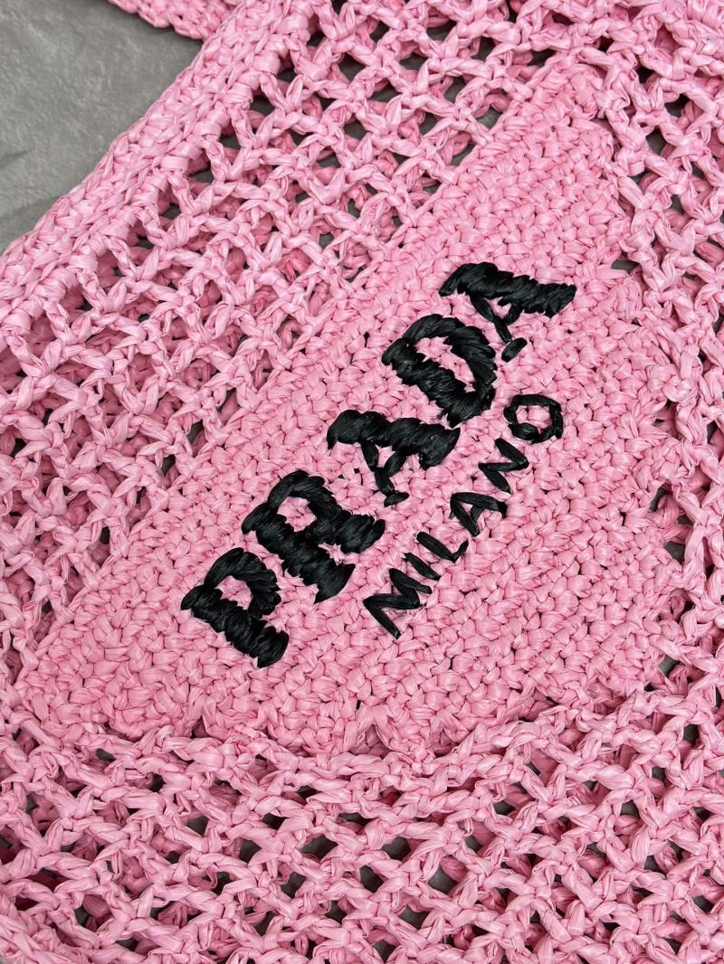 Prada Raffia Crochet tote bag Pink1BG393
