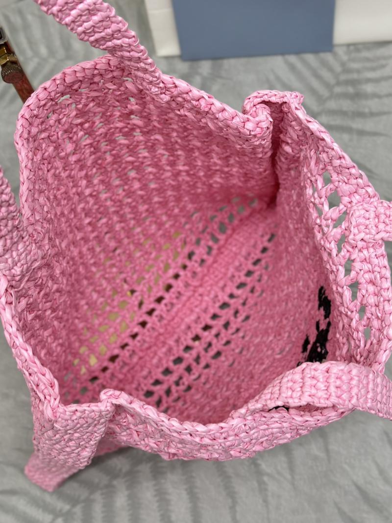 Prada Raffia Crochet tote bag Pink1BG393