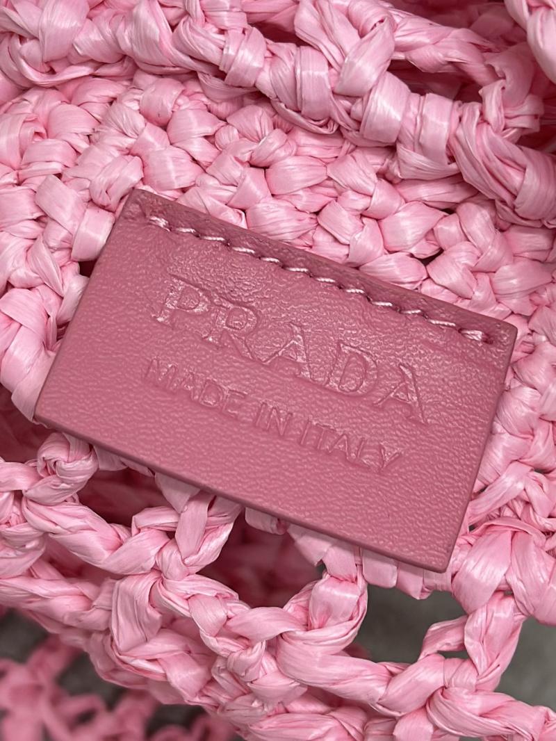 Prada Raffia Crochet tote bag Pink1BG393