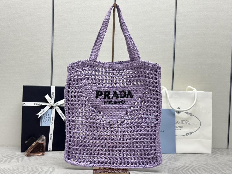 Prada Raffia Crochet tote bag Purple 1BG393