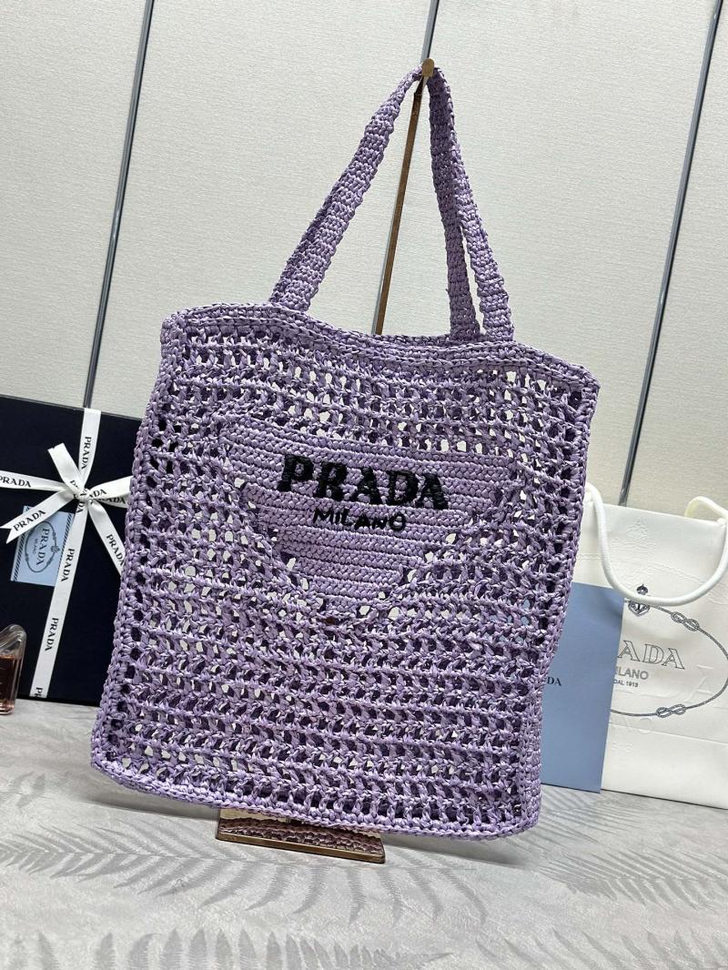 Prada Raffia Crochet tote bag Purple 1BG393