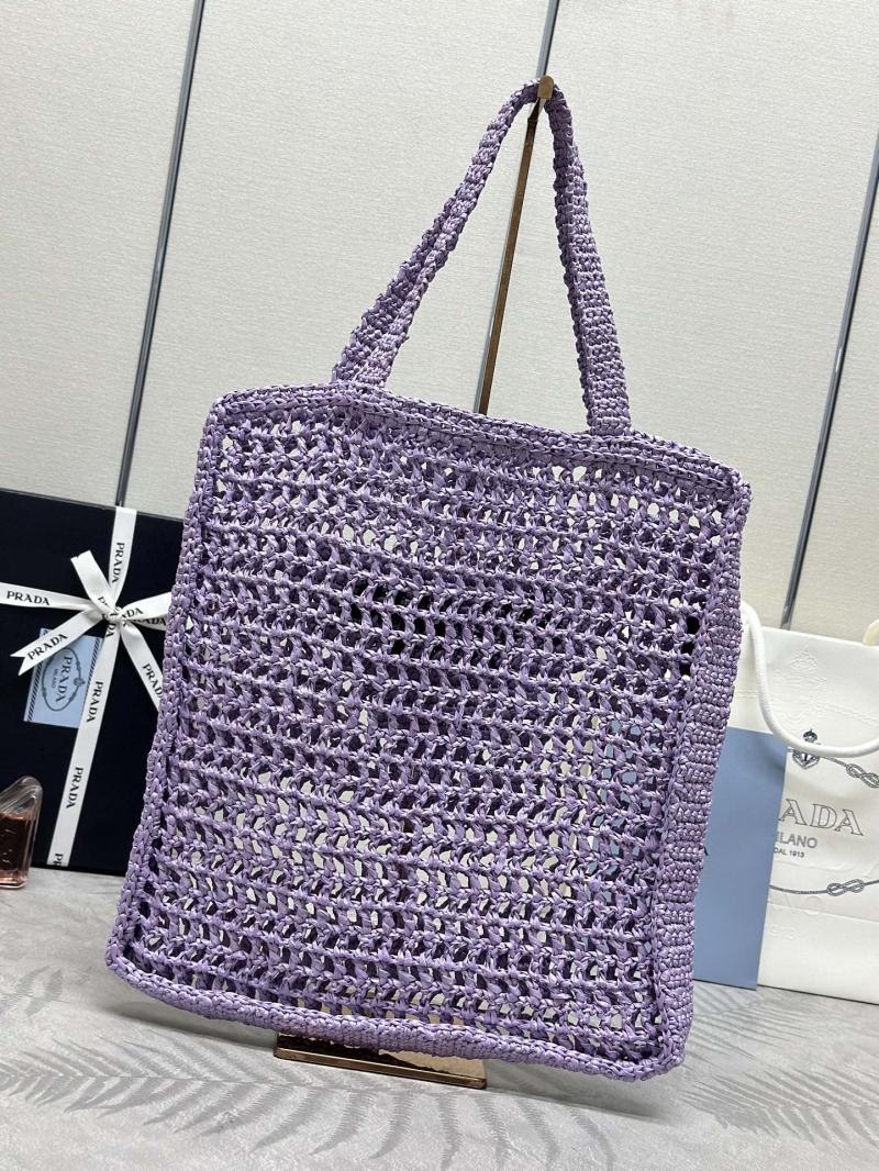 Prada Raffia Crochet tote bag Purple 1BG393