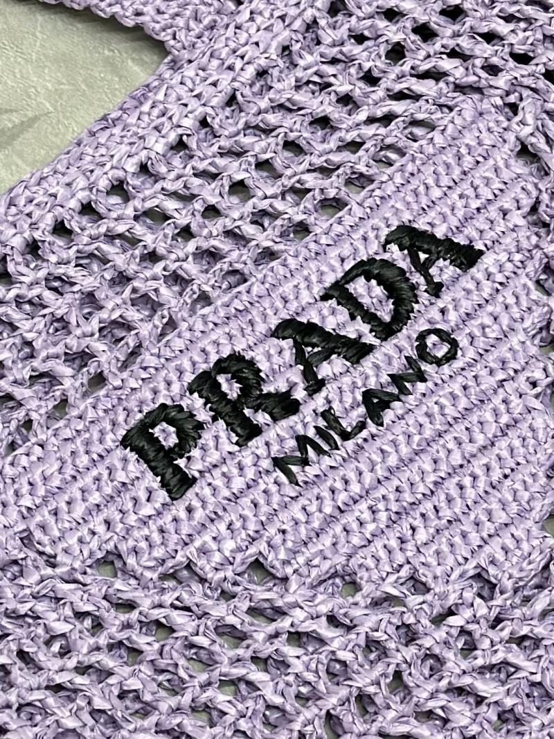 Prada Raffia Crochet tote bag Purple 1BG393