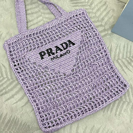Prada Raffia Crochet tote bag Purple 1BG393