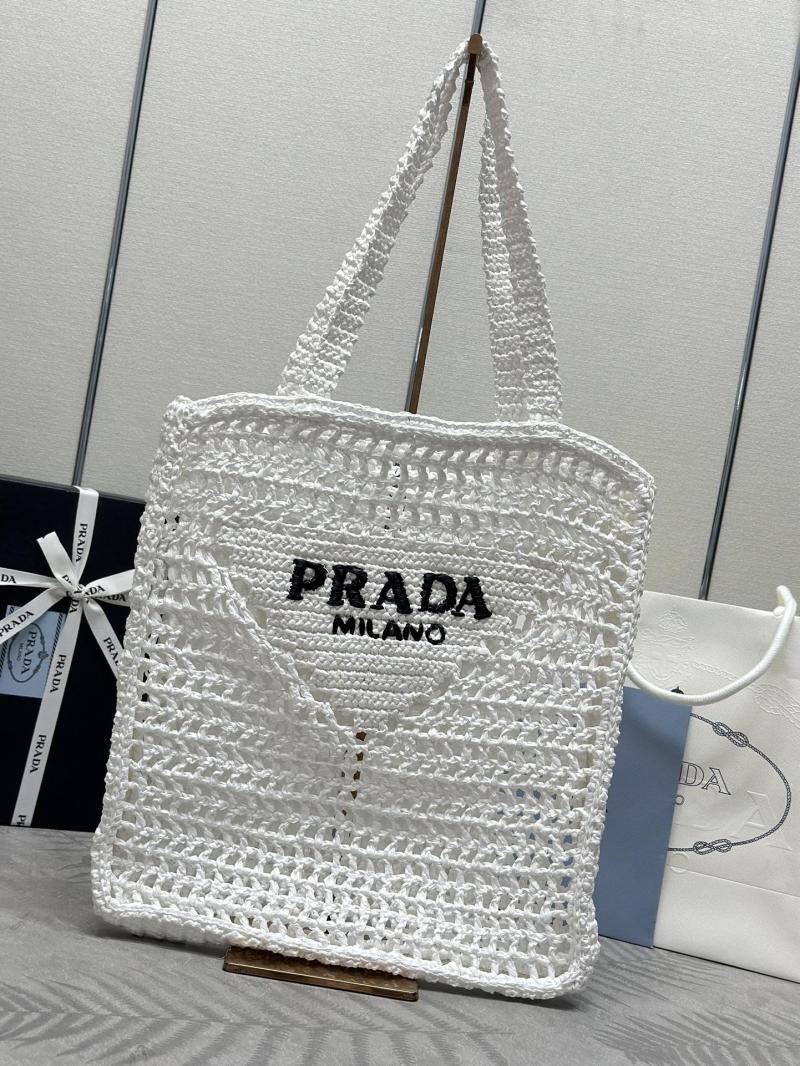 Prada Raffia Crochet tote bag White 1BG393