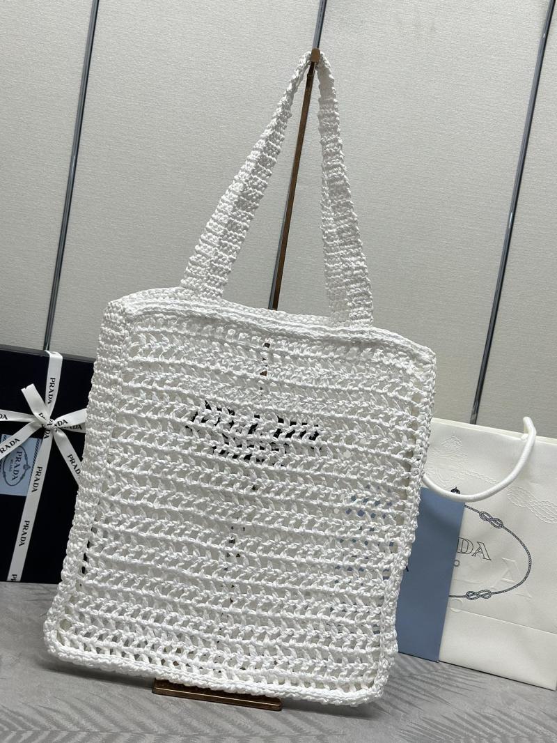 Prada Raffia Crochet tote bag White 1BG393