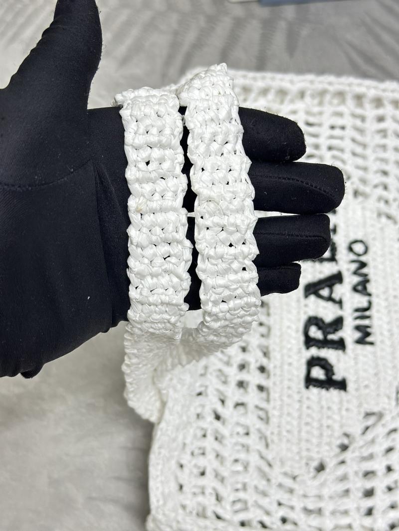 Prada Raffia Crochet tote bag White 1BG393