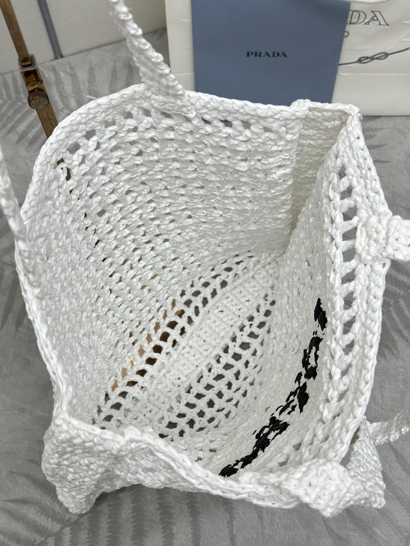 Prada Raffia Crochet tote bag White 1BG393