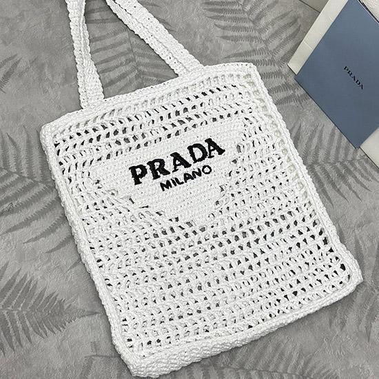 Prada Raffia Crochet tote bag White 1BG393