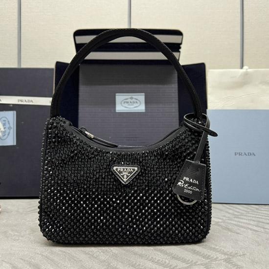 Prada Re-Edition 2000 mini-bag with crystals 1NE515 Black