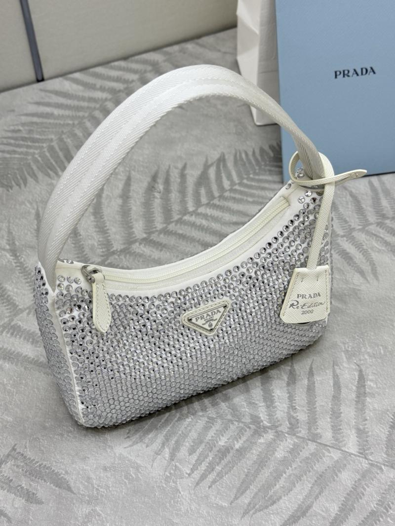 Prada Re-Edition 2000 mini-bag with crystals White 1NE515