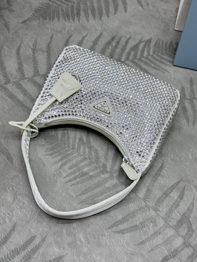 Prada Re-Edition 2000 mini-bag with crystals White 1NE515