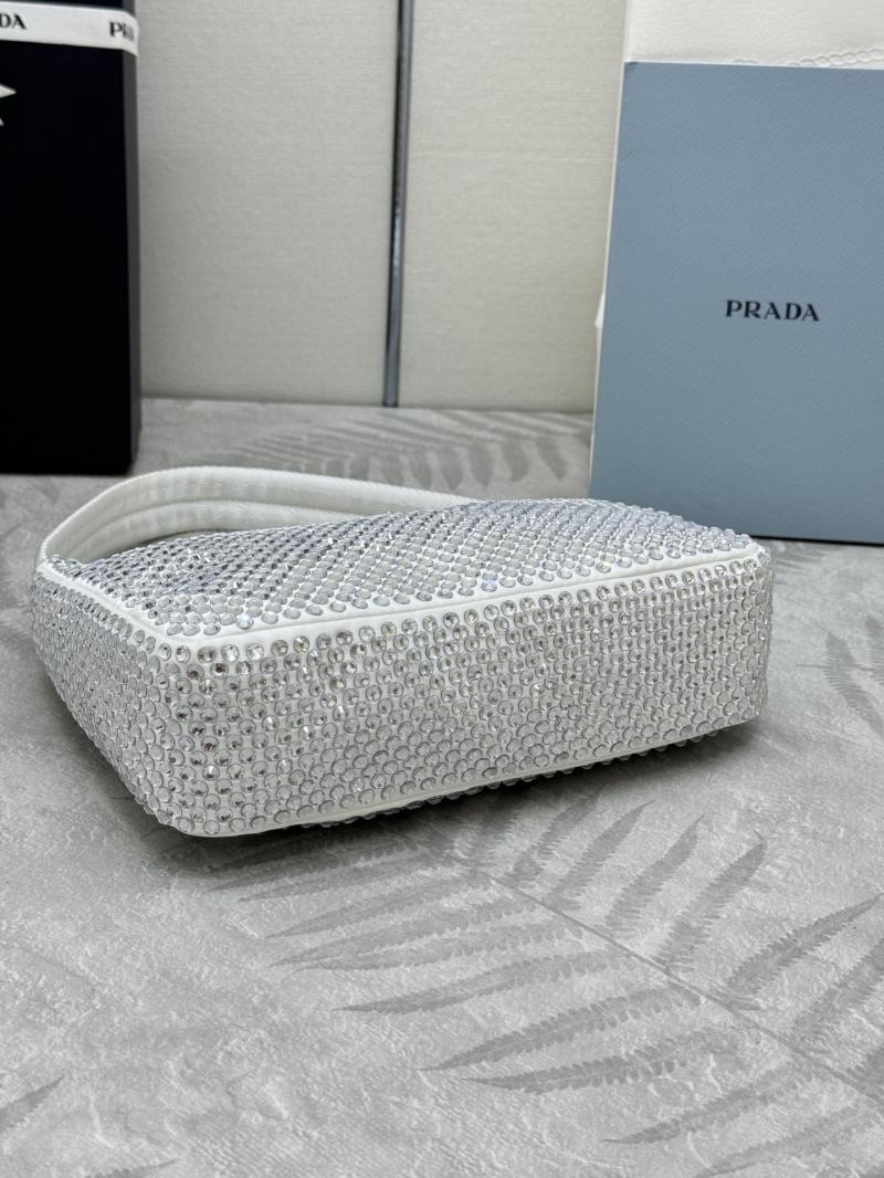 Prada Re-Edition 2000 mini-bag with crystals White 1NE515