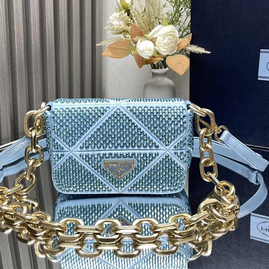 Prada Satin Mini-bag With Crystals Blue 1BD329