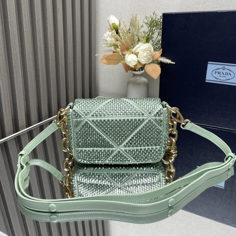 Prada Satin Mini-bag With Crystals Green 1BD329