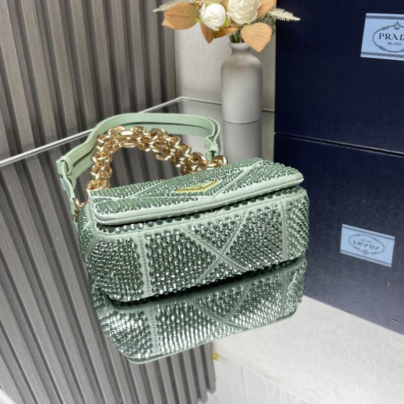 Prada Satin Mini-bag With Crystals Green 1BD329