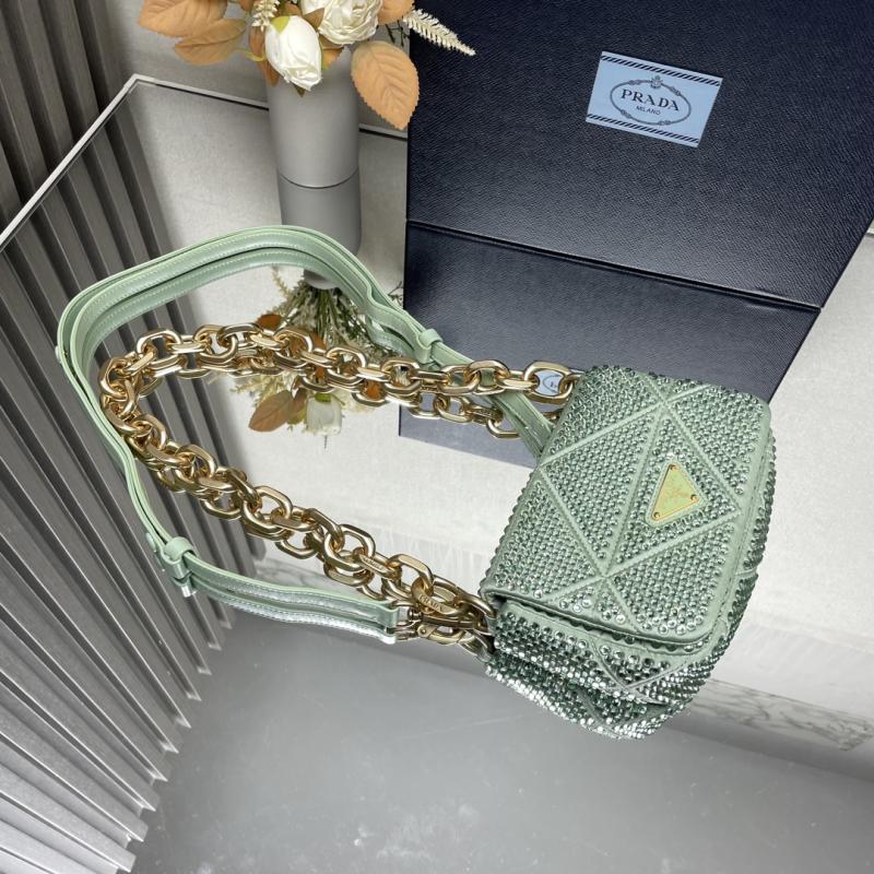 Prada Satin Mini-bag With Crystals Green 1BD329