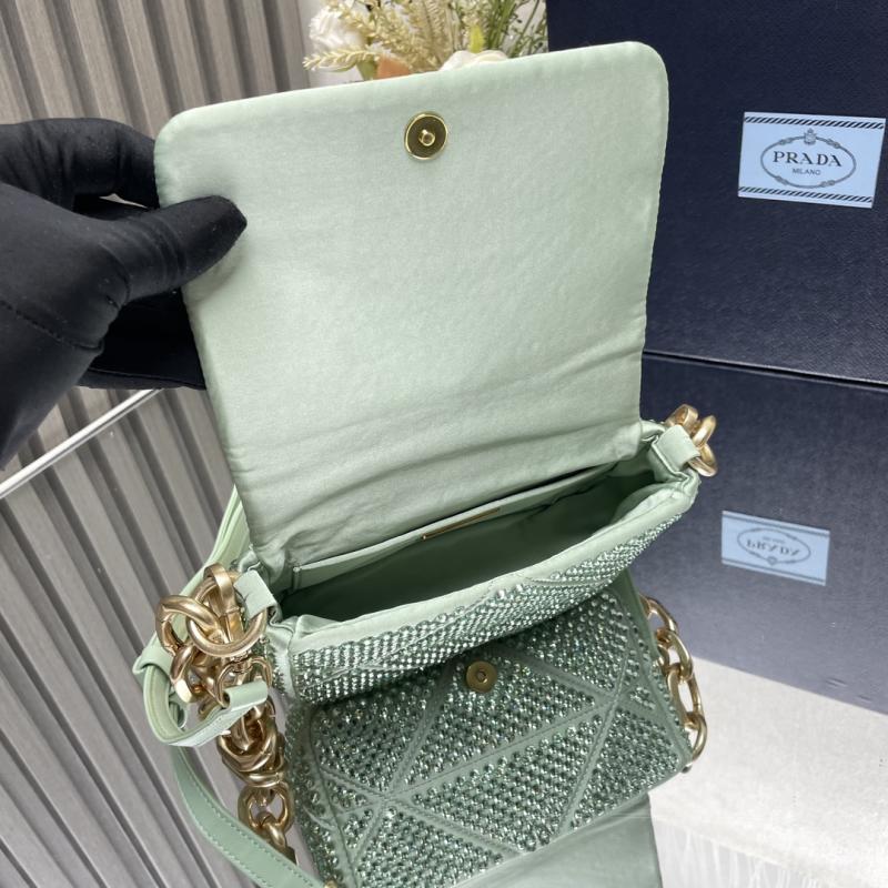 Prada Satin Mini-bag With Crystals Green 1BD329