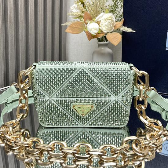 Prada Satin Mini-bag With Crystals Green 1BD329