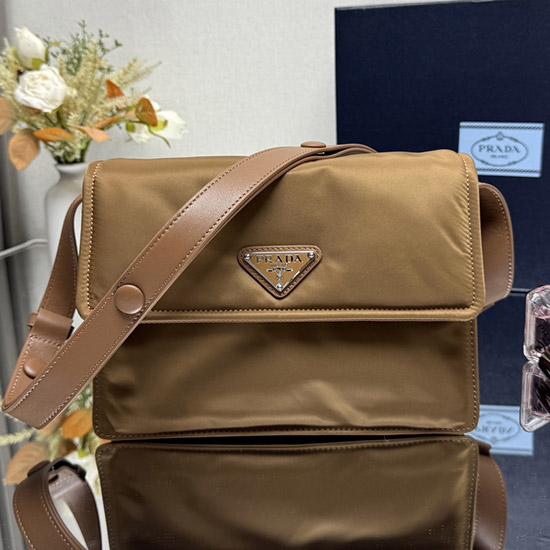 Prada Small padded Re-Nylon shoulder bag Brown 1BD313