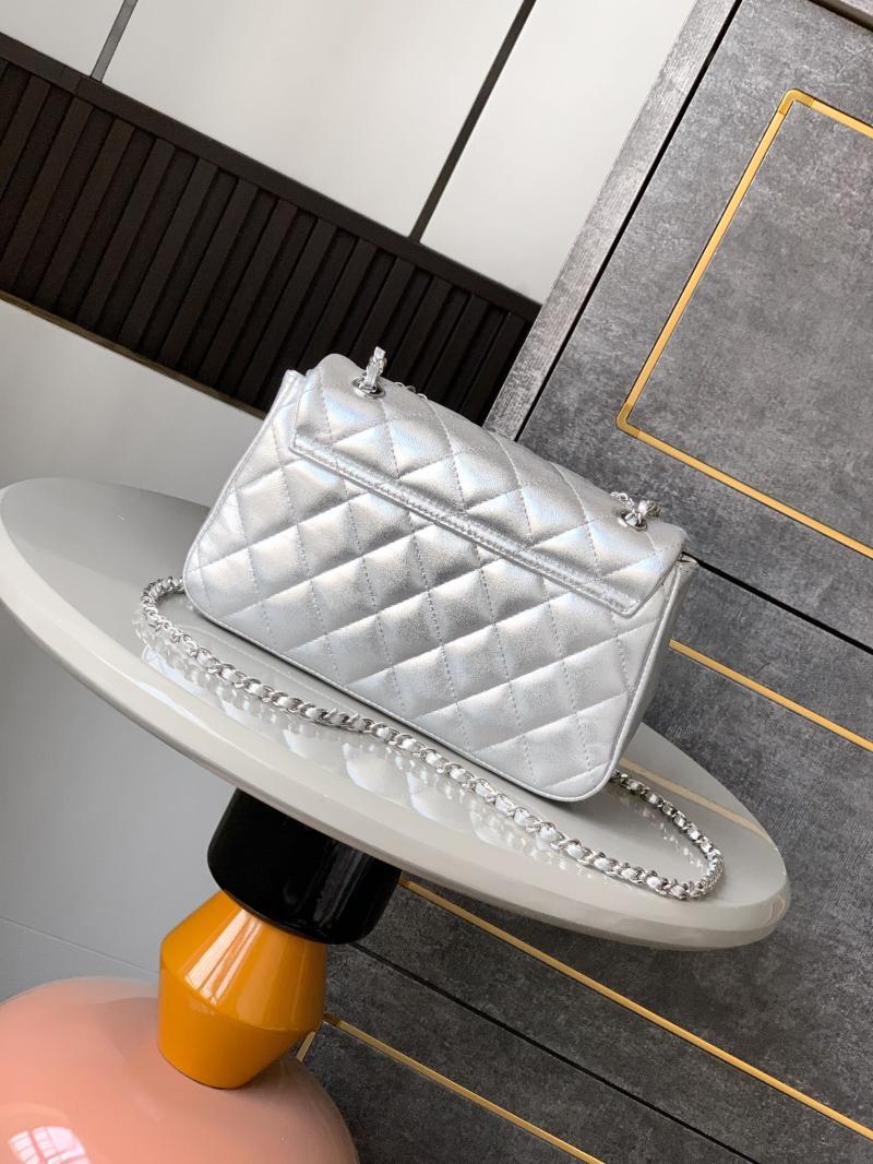 Small Chanel Flap Bag Silver AS54850