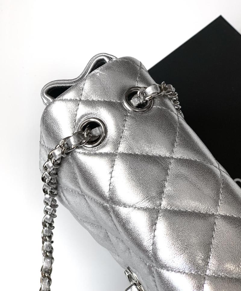 Small Chanel Flap Bag Silver AS54850