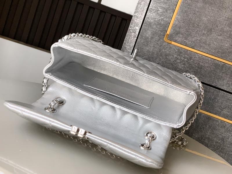 Small Chanel Flap Bag Silver AS54850