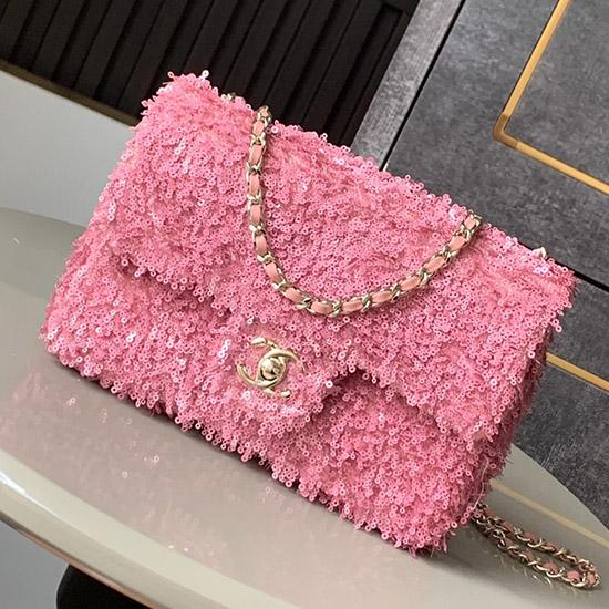 Small Chanel Sequins Shoulder Bag Pink CF2031
