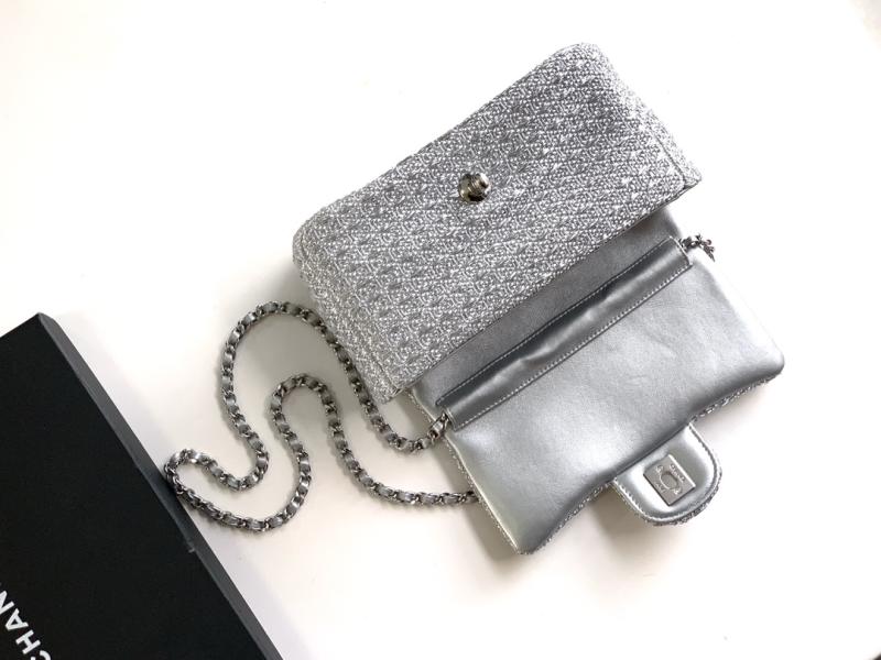 Small Chanel Tweed Flap Bag Grey AS5279