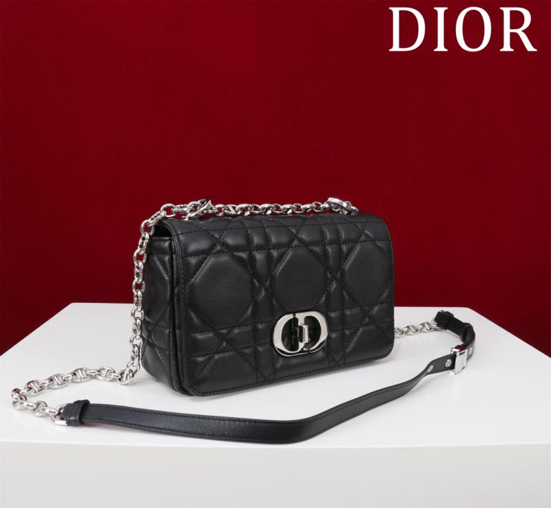 Small Soft Dior Caro Bag Black with Silver M9252
