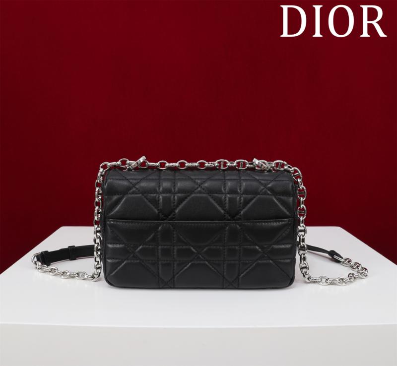 Small Soft Dior Caro Bag Black with Silver M9252