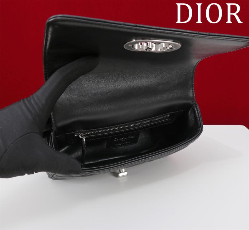 Small Soft Dior Caro Bag Black with Silver M9252