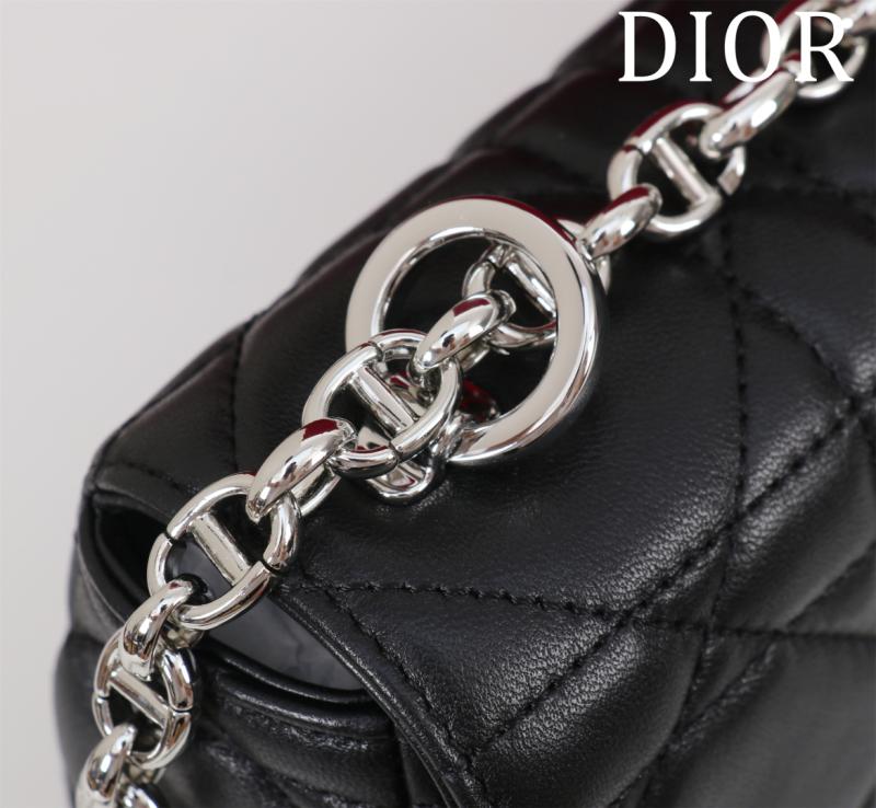 Small Soft Dior Caro Bag Black with Silver M9252