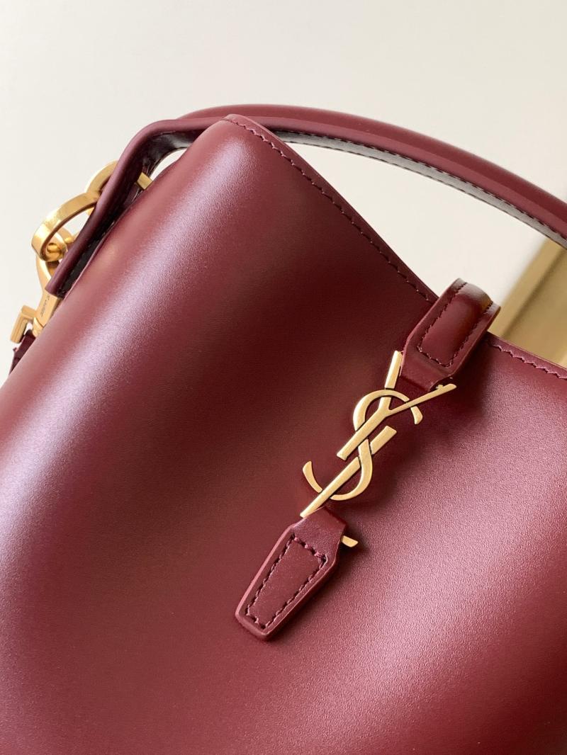 YSL Small Le 37 Leather Bucket Bag Red 749036