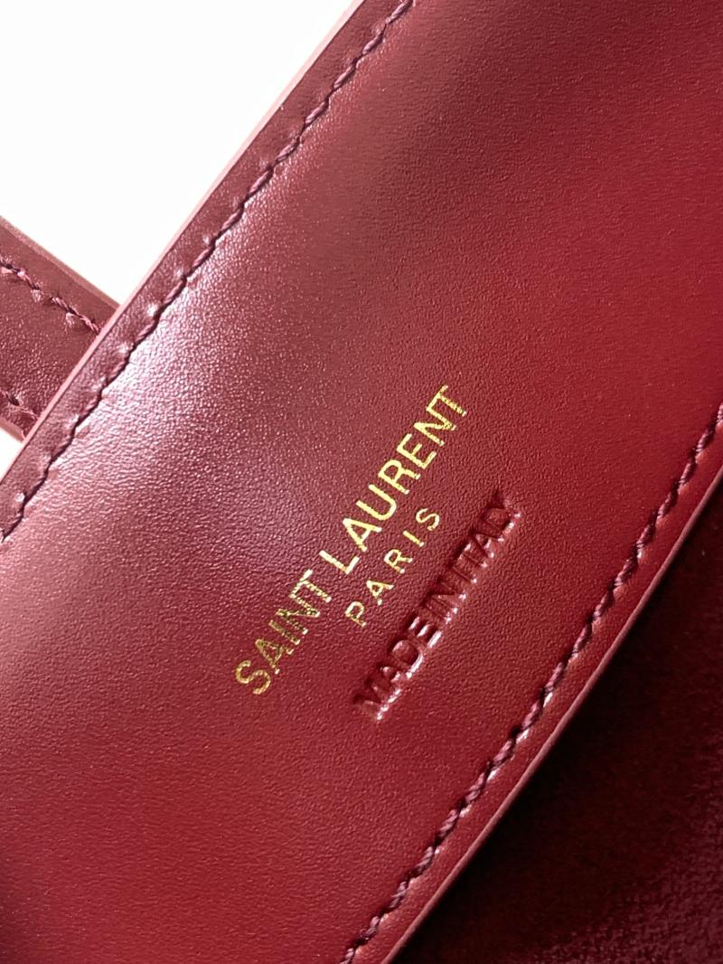 YSL Small Le 37 Leather Bucket Bag Red 749036