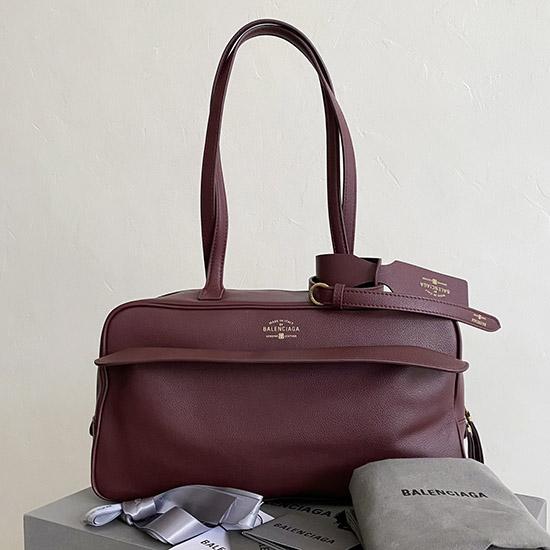 Balenciaga Carrie Medium Bowling Bag Burgundy 826425