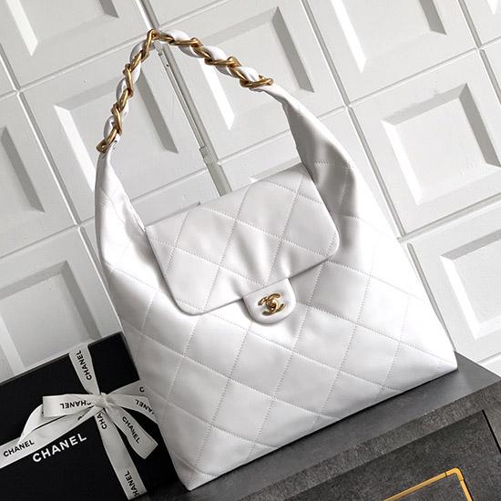 Chanel Calfskin Hobo Bag White AS0423