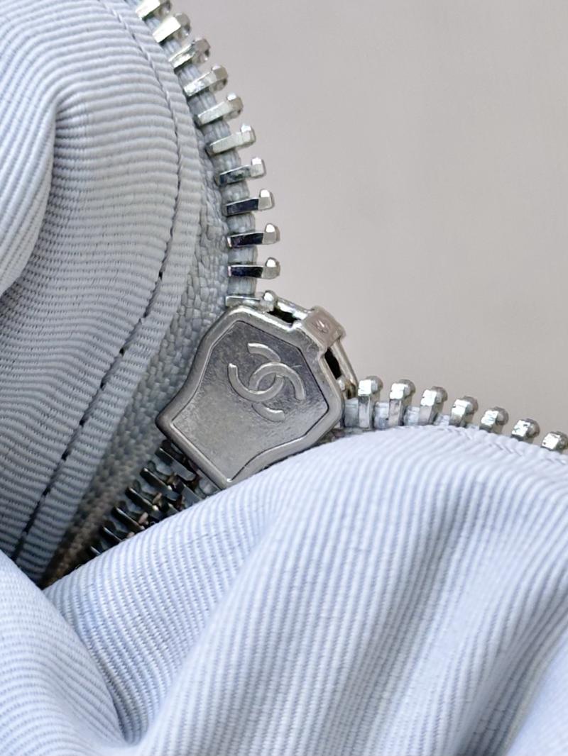Chanel Calfskin Hobo Handbag Silver AS5528