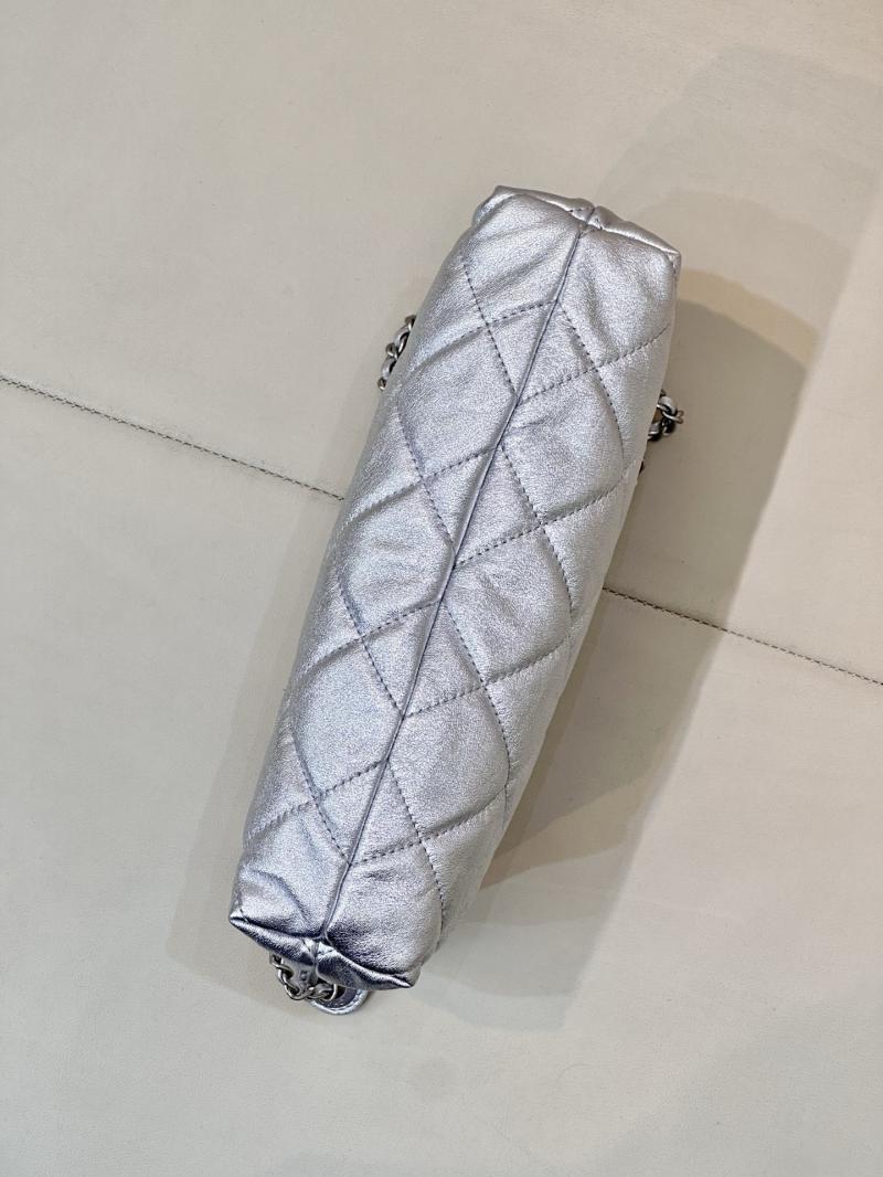 Chanel Calfskin Hobo Handbag Silver AS5528