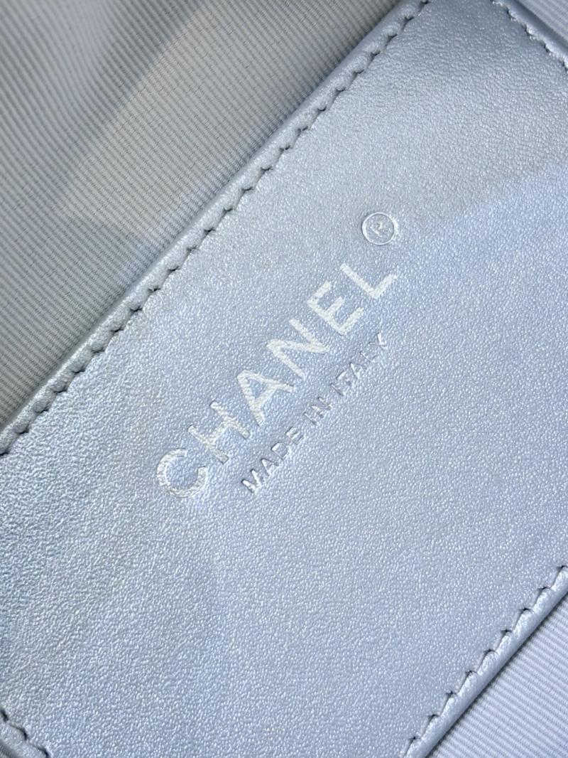 Chanel Calfskin Hobo Handbag Silver AS5528