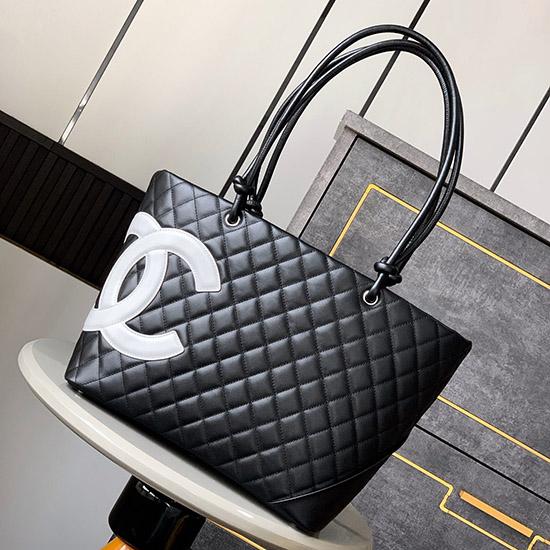 Chanel Large Cambon Ligne Tote Black and White AS6337