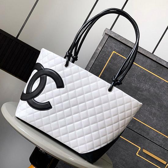 Chanel Large Cambon Ligne Tote White AS6337