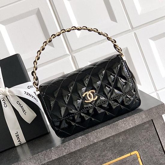 Chanel Patent Leather Clutch Black AS2506